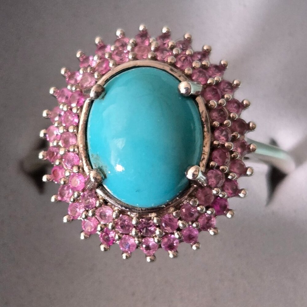 Sleeping Beauty Turquoise ring, 925 silver, size 10